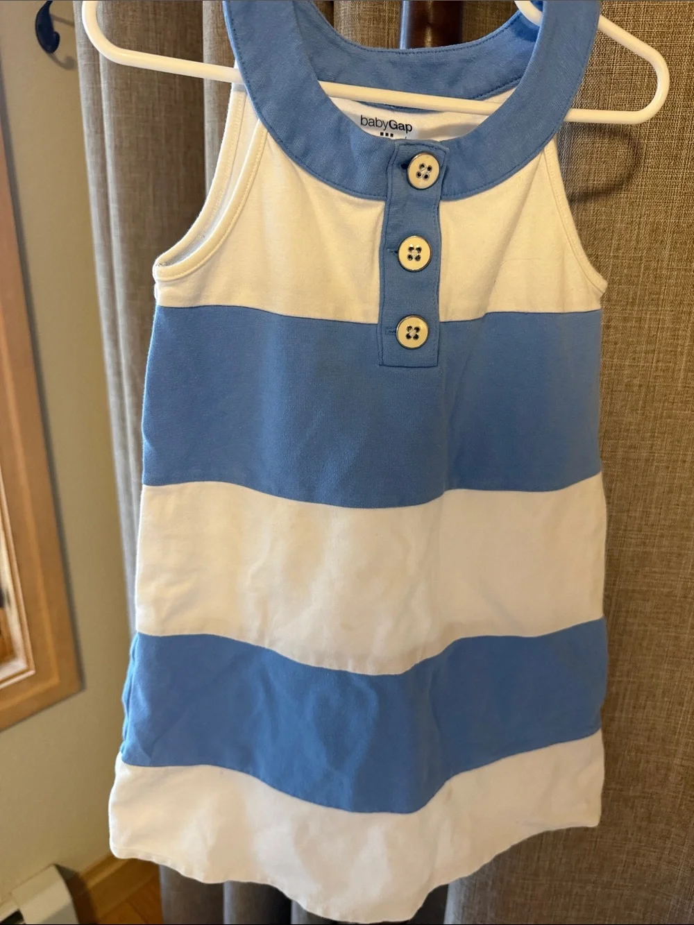 GAP Baby Gap Blue and White Striped Sleeveless Dress